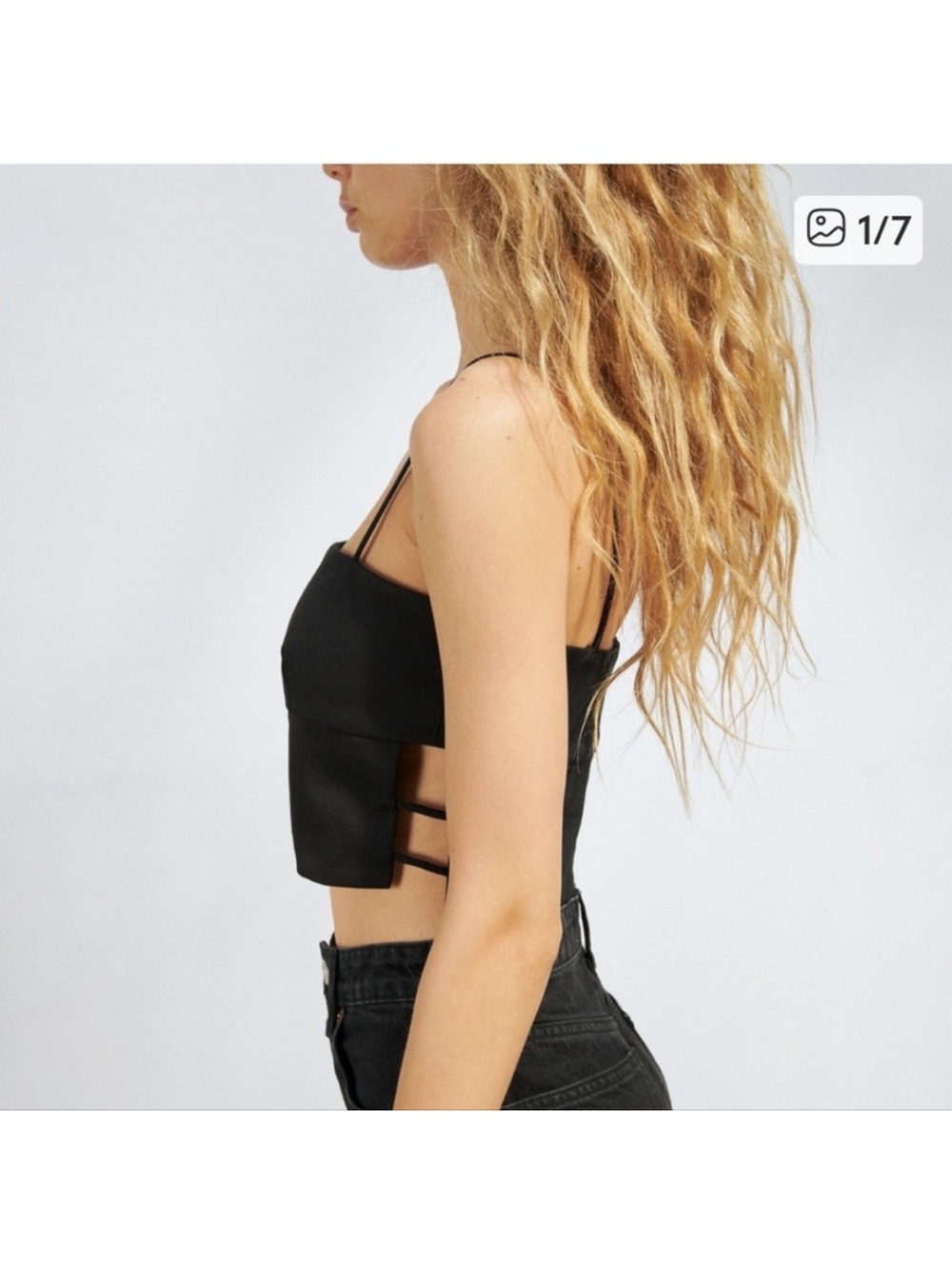 Zara Black Square Neck Spaghetti Strap Women's crop Top small